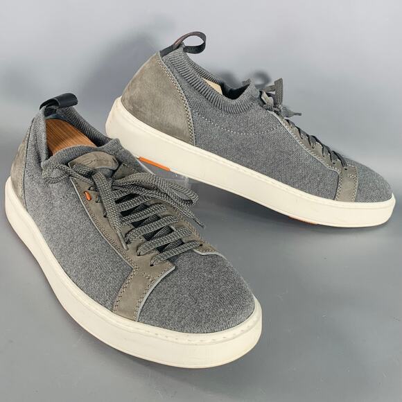 Santoni Other - SANTONI Size 11 Grey Canvas Knit Lace-Up Sneakers